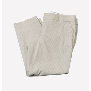 Banana Republic Pinstripe Beige Cropped Midrise Dress Pants Trousers Womens 10